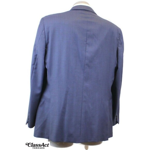 Tommy Hilfiger 2 Piece Suit Mens Blue Wool 2 Btn 48L Flat Fronts 40" Waist - Picture 8 of 11